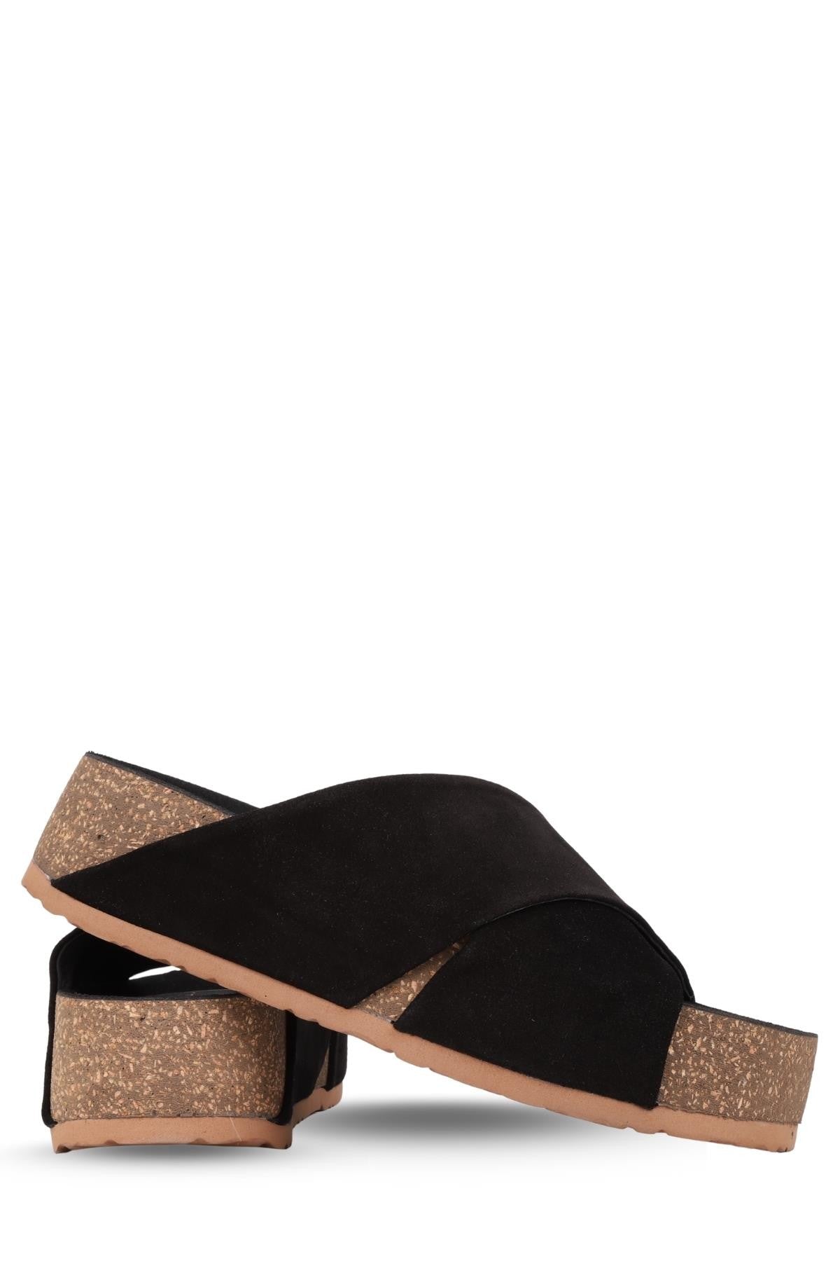 Stato Kalın Taban Kadın Hakiki-Süet Deri Terlik Siyah