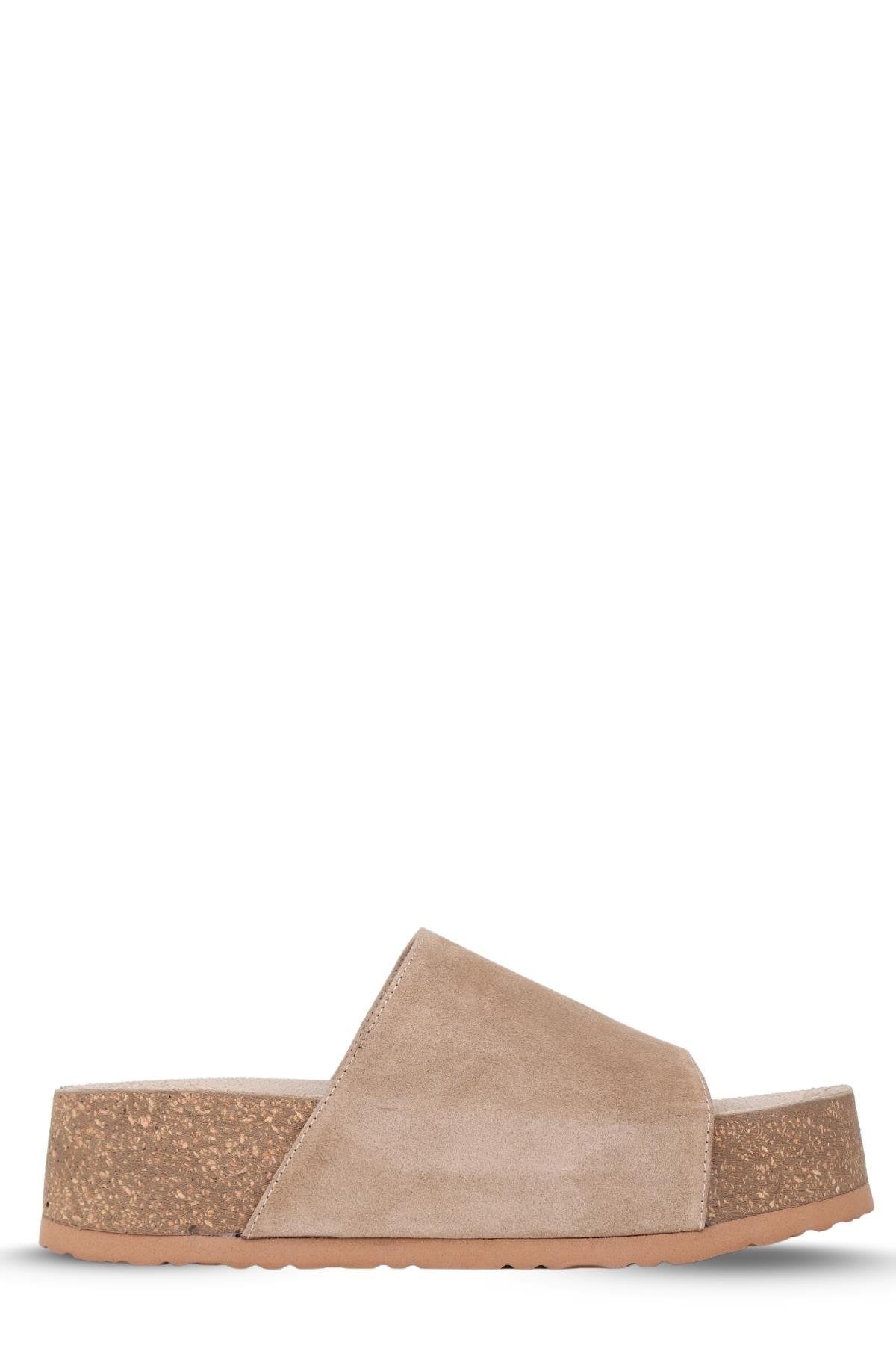 Stato Kalın Taban Kadın Hakiki-Süet Deri Terlik Vizon