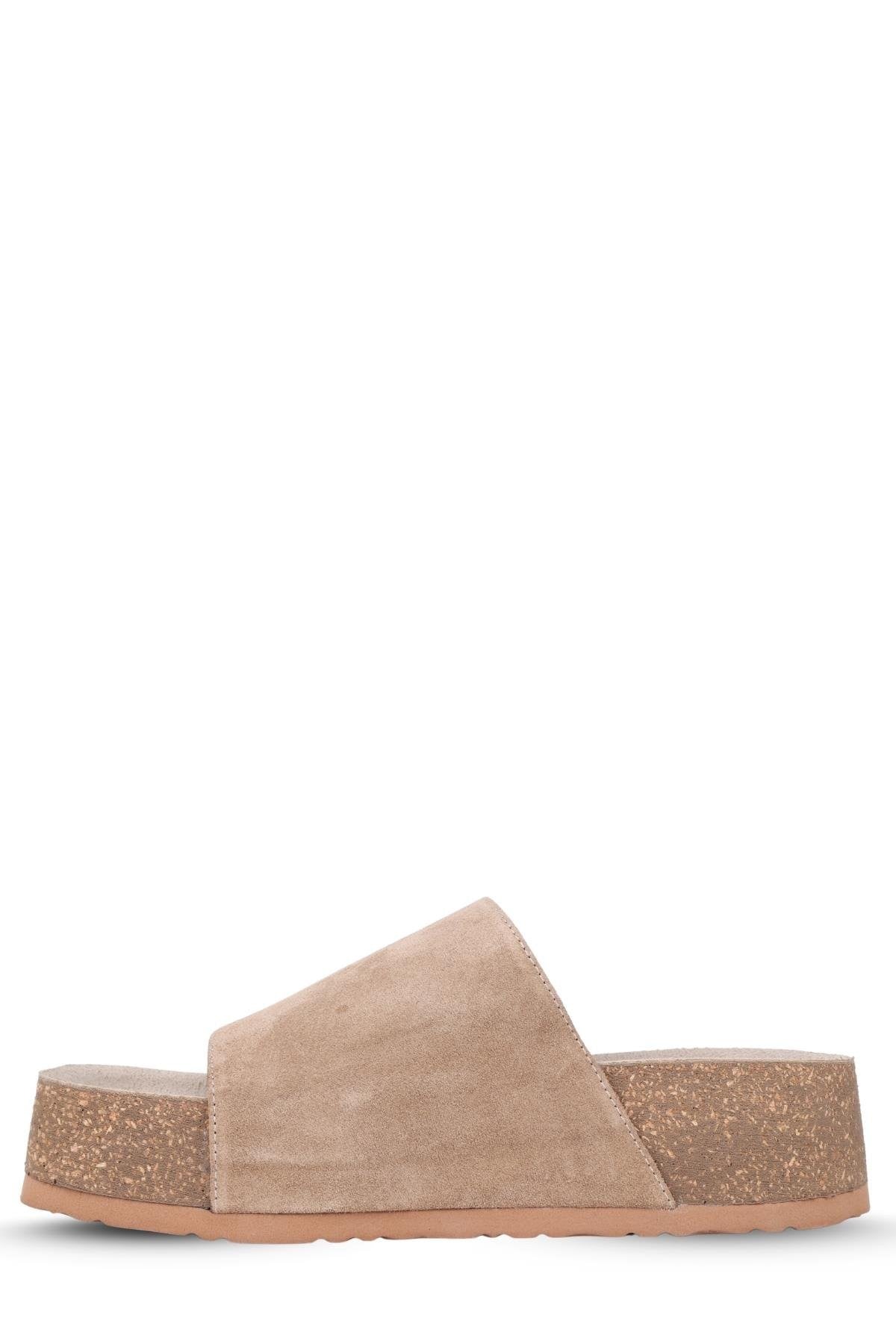 Stato Kalın Taban Kadın Hakiki-Süet Deri Terlik Vizon