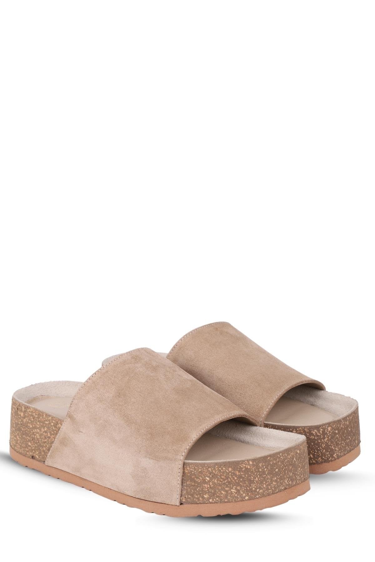 Stato Kalın Taban Kadın Hakiki-Süet Deri Terlik Vizon