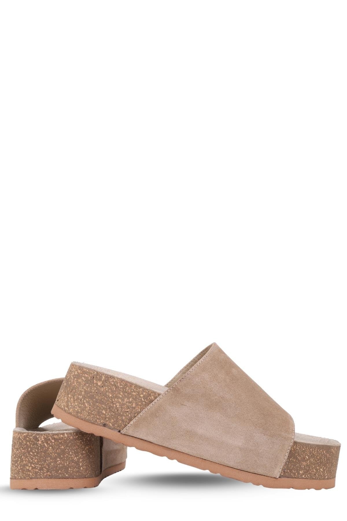 Stato Kalın Taban Kadın Hakiki-Süet Deri Terlik Vizon