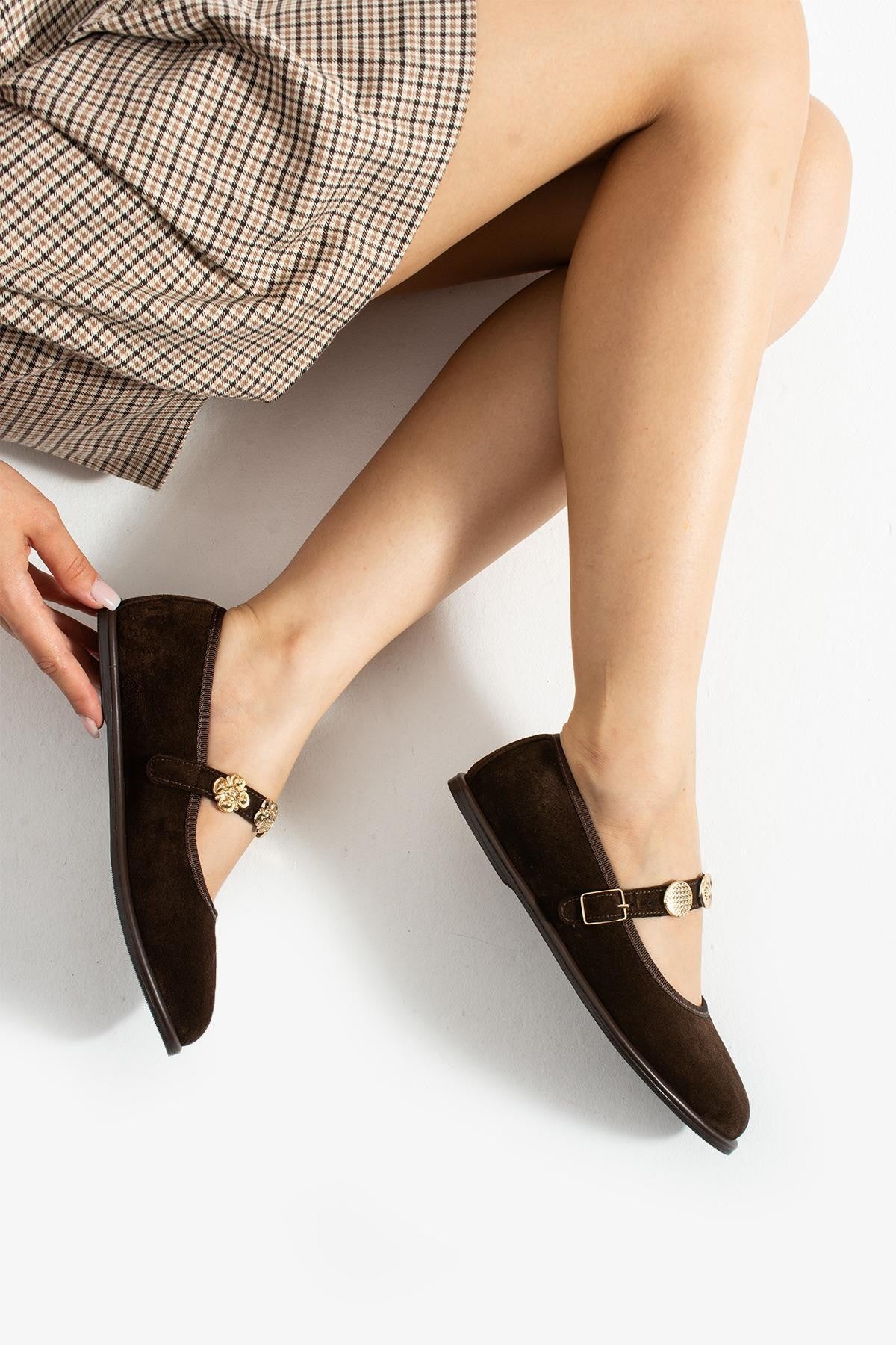 Stato Kemer Detaylı Kadın Babet Kahve