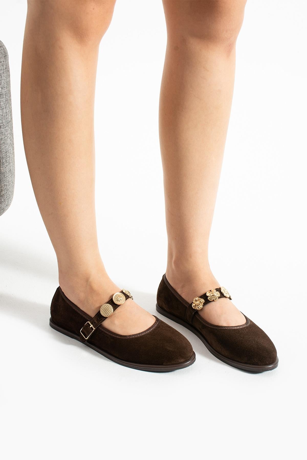 Stato Kemer Detaylı Kadın Babet Kahve