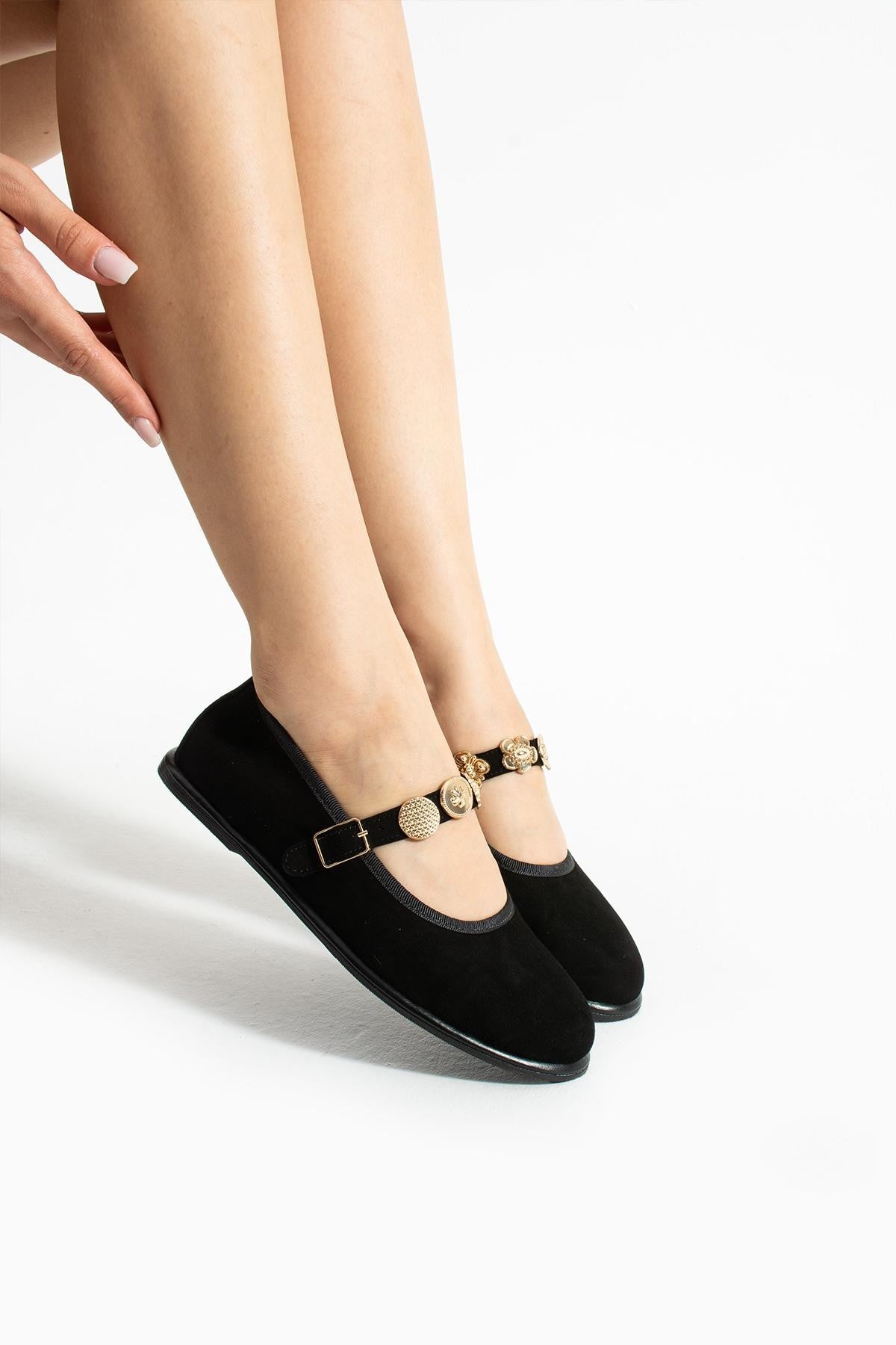 Stato Kemer Detaylı Kadın Babet Siyah