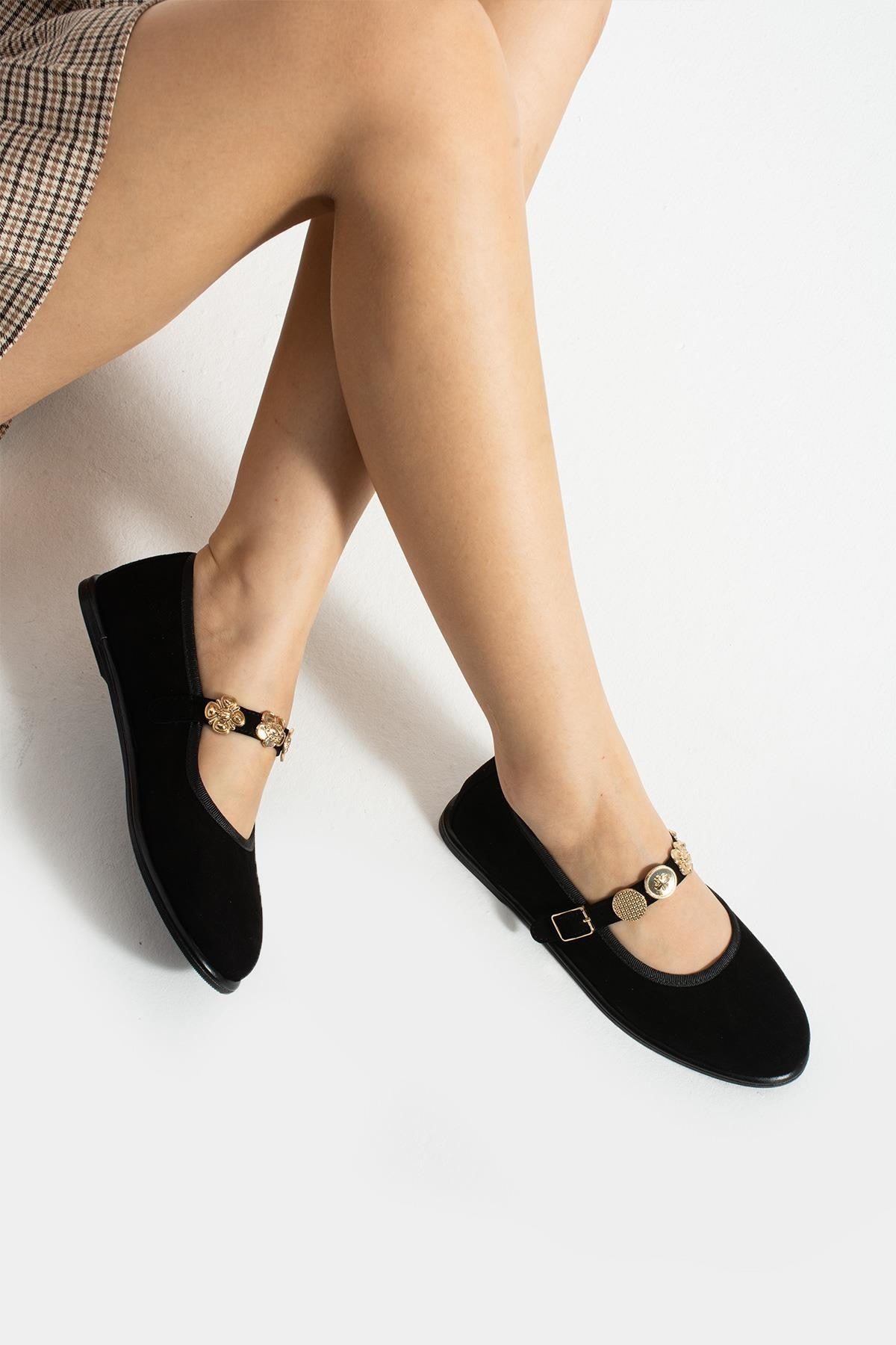 Stato Kemer Detaylı Kadın Babet Siyah