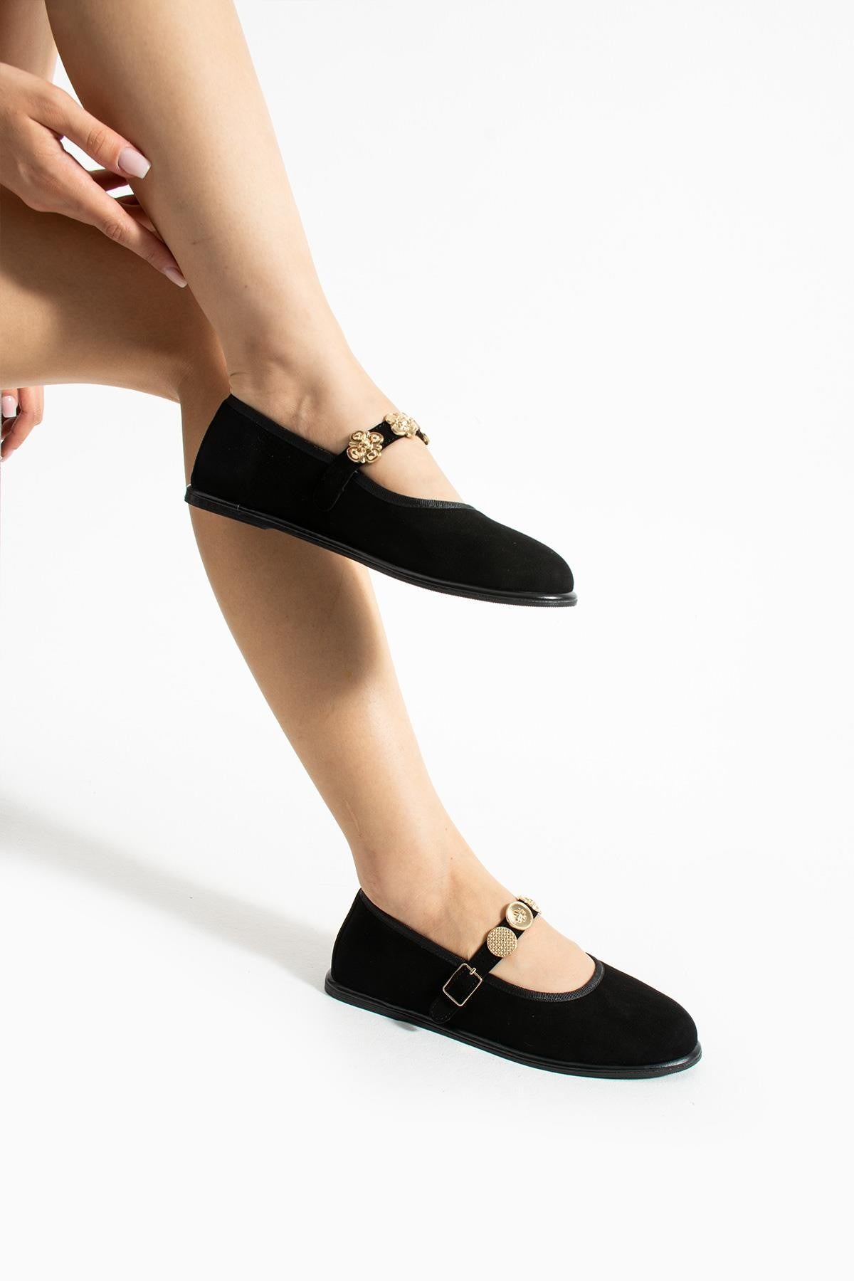 Stato Kemer Detaylı Kadın Babet Siyah