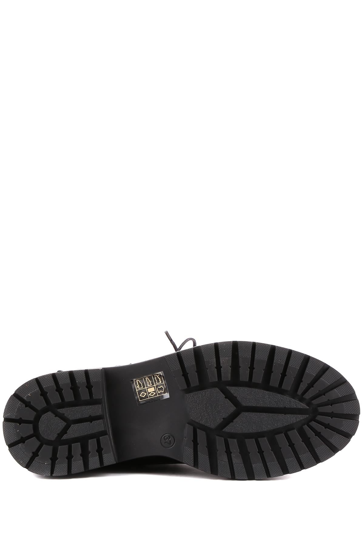 Stato - Siyah Hakiki Deri Fermuarlı Kadın Postal Bot 25-4692