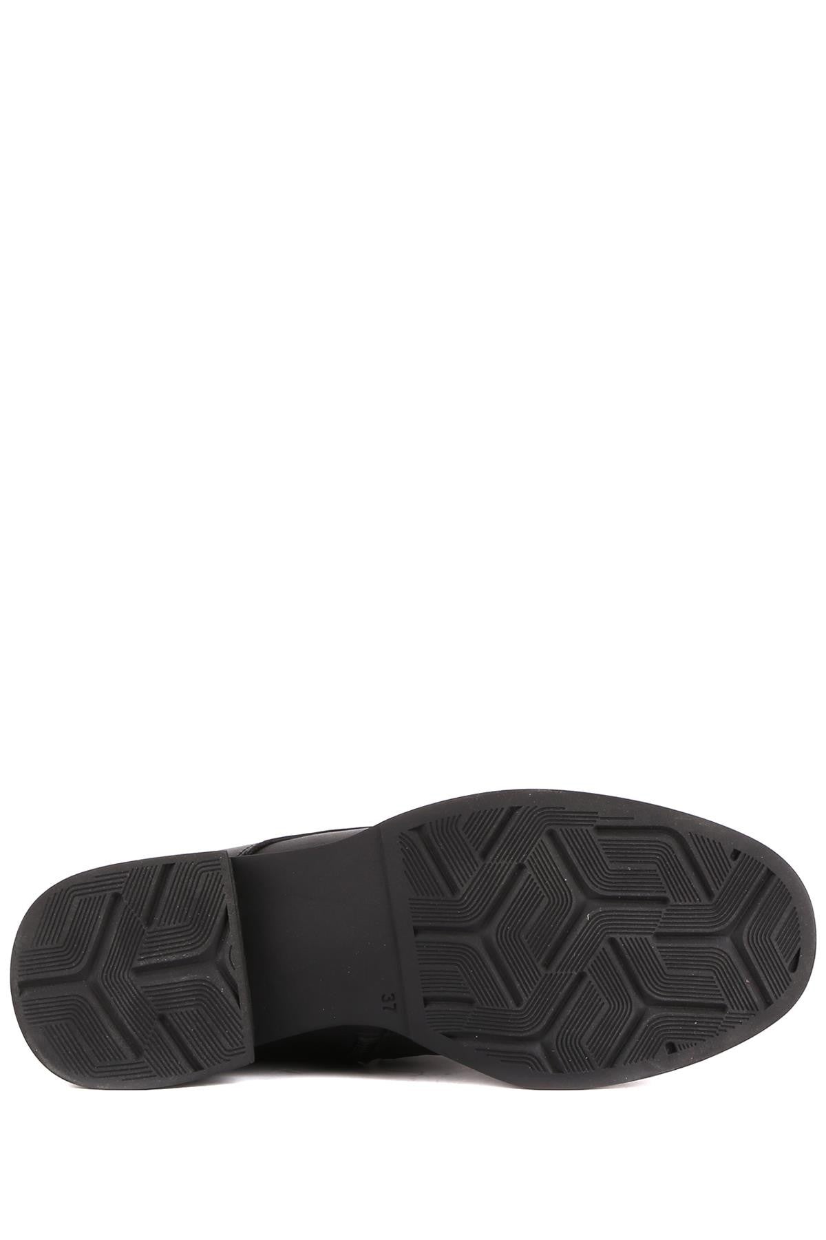 Stato - Siyah Hakiki Deri Fermuarlı Kadın Bot 25-5618