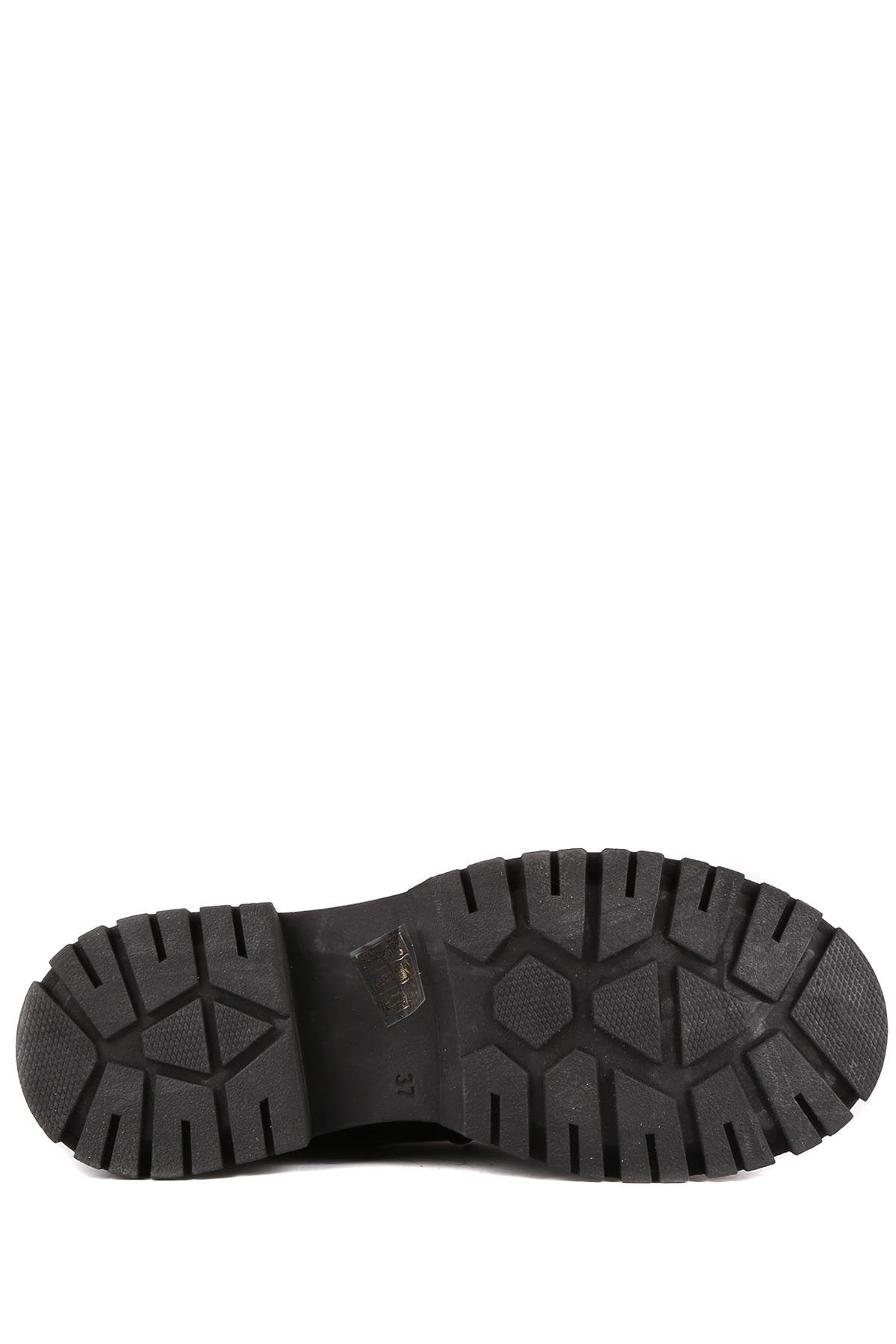 Stato - Siyah Hakiki Deri Fermuarlı Kadın Postal Bot 25-2197