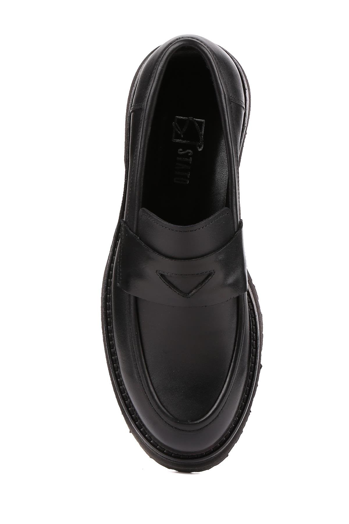 Stato - Siyah Hakiki Deri Kadın Loafer 25-AD1120