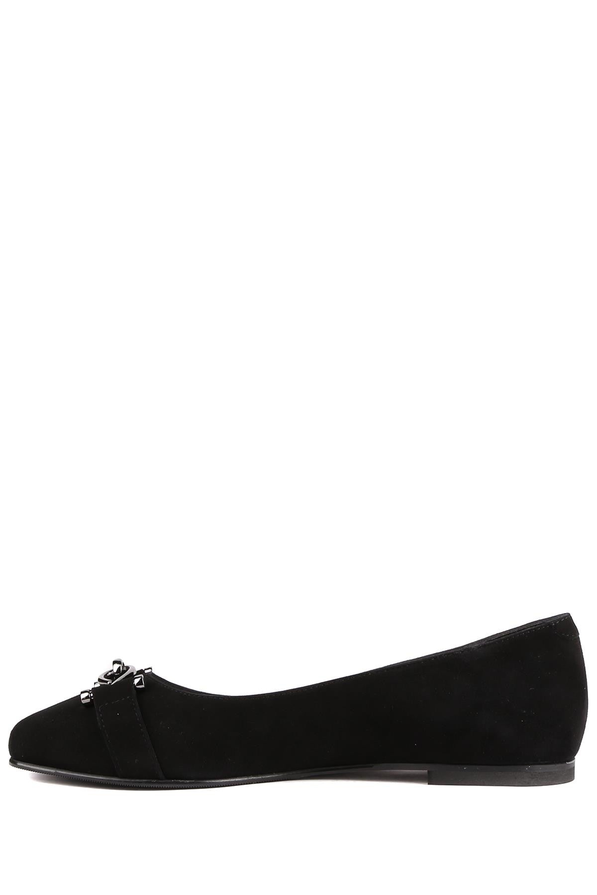 Stato - Siyah Hakiki Süet Deri Kadın Babet Ayakkabı 25-5804