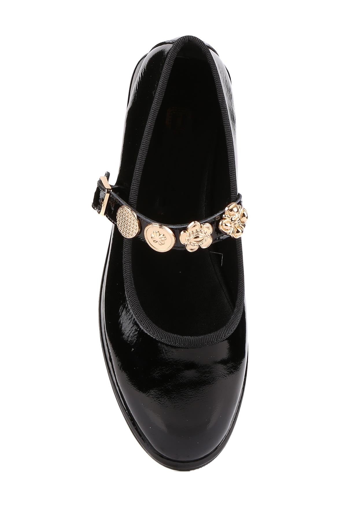 Stato - Siyah Rugan Deri Kadın Babet Ayakkabı 25-5883