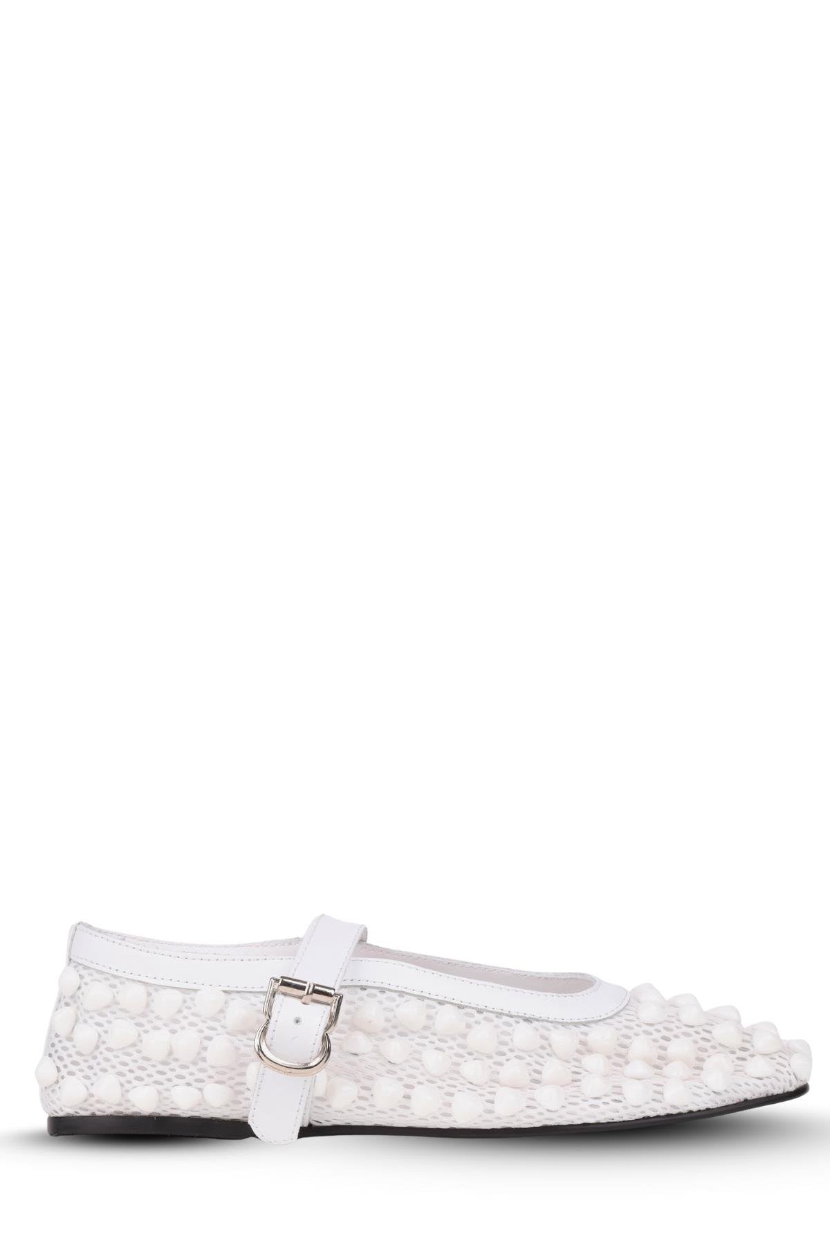 Stato Taş Detaylı Kadın Babet Beyaz