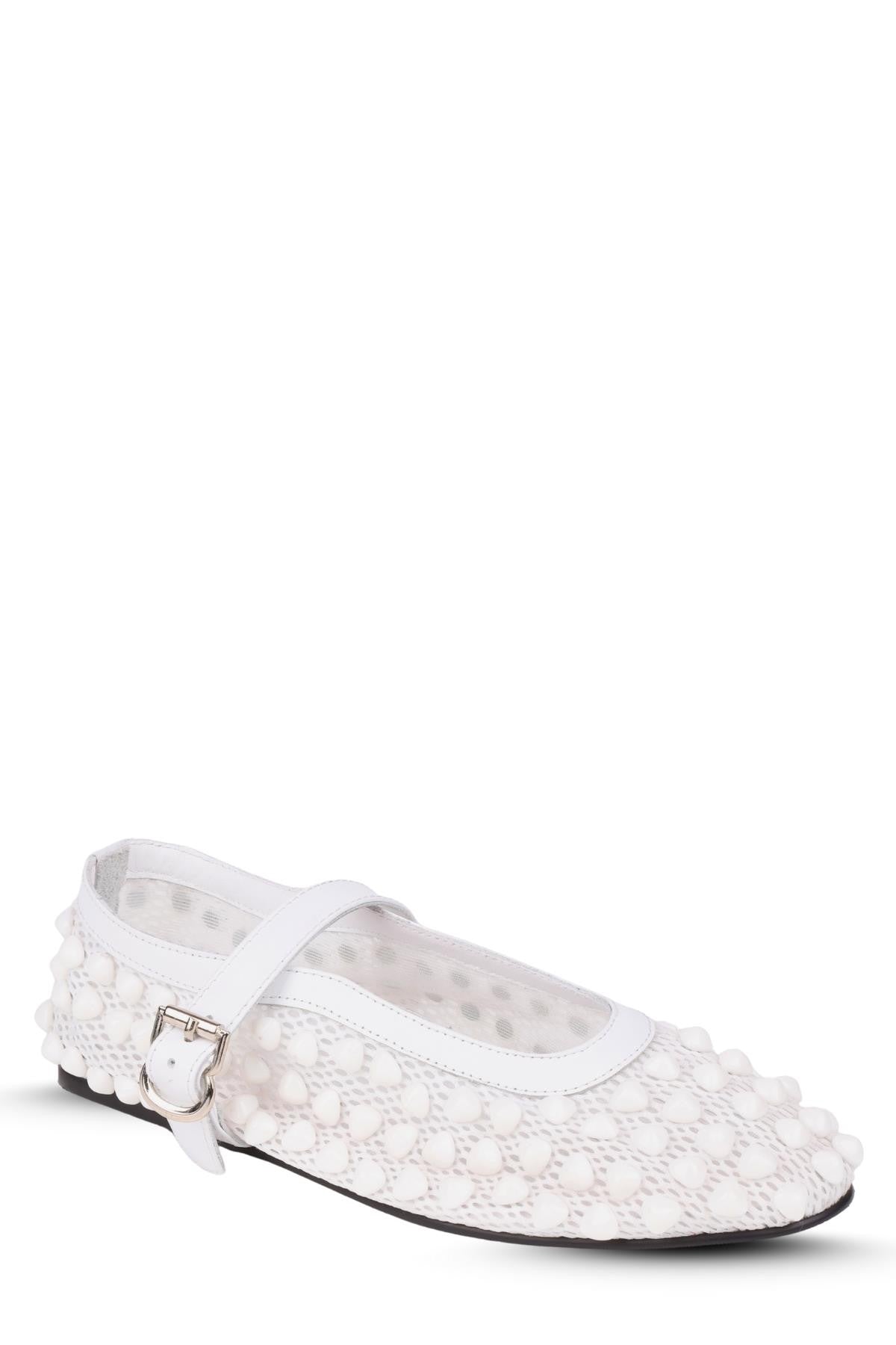 Stato Taş Detaylı Kadın Babet Beyaz