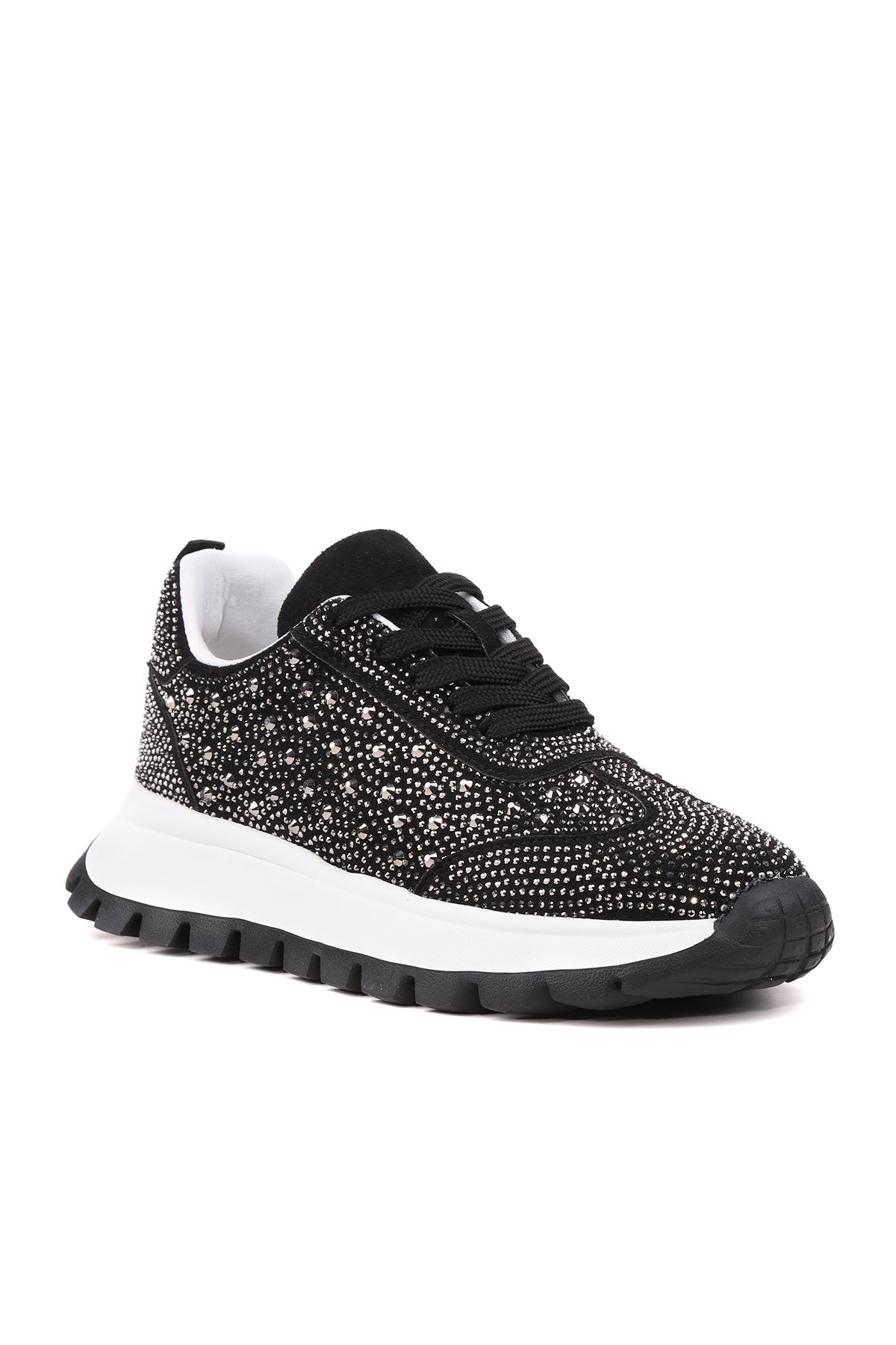 Stato Stella Taş İşlemeli Siyah Hafif Rahat Kadın Sneaker