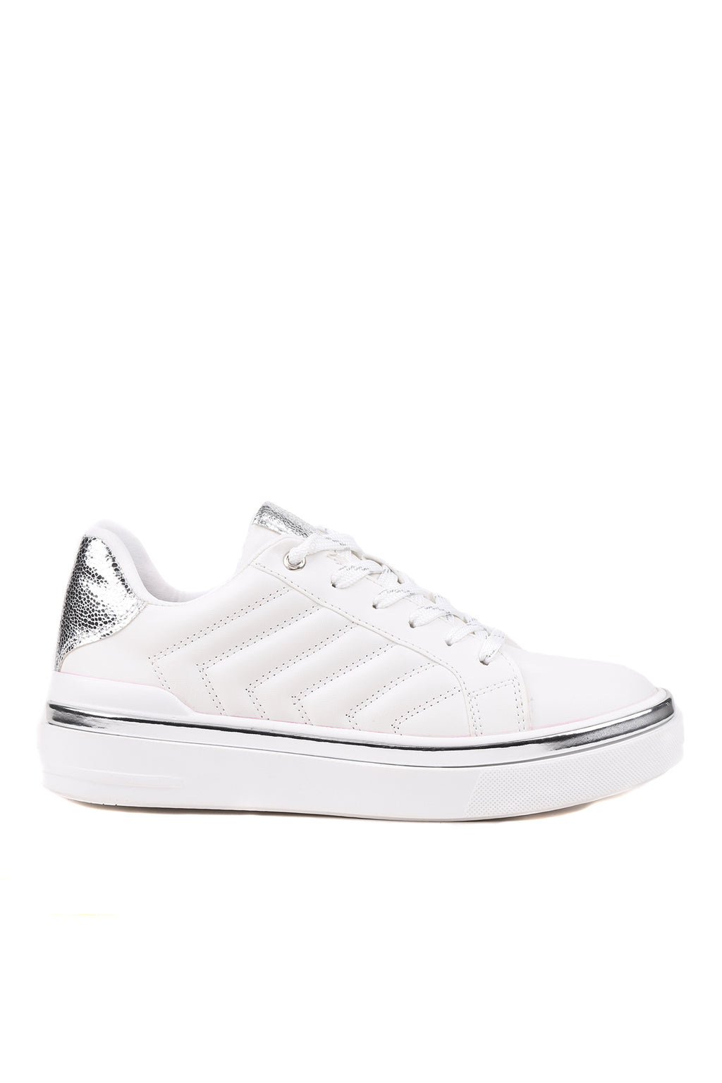 Stato Nova Kapitoneli Gümüş Detaylı Beyaz Kadın Sneaker