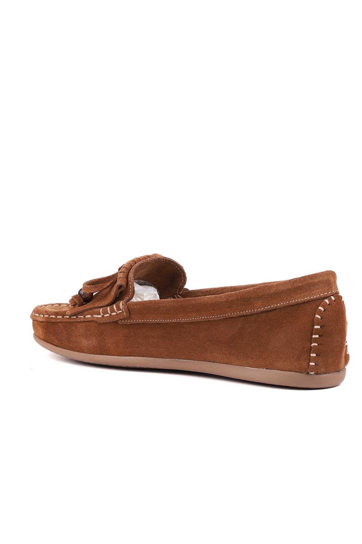 Melora hakiki deri kadın loafer tütün detay