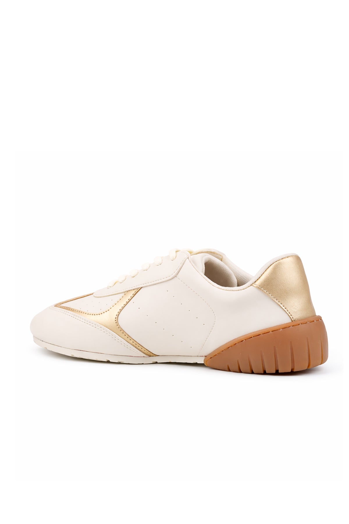 STATO Noir vegan deri kadın sneaker beyaz altın
