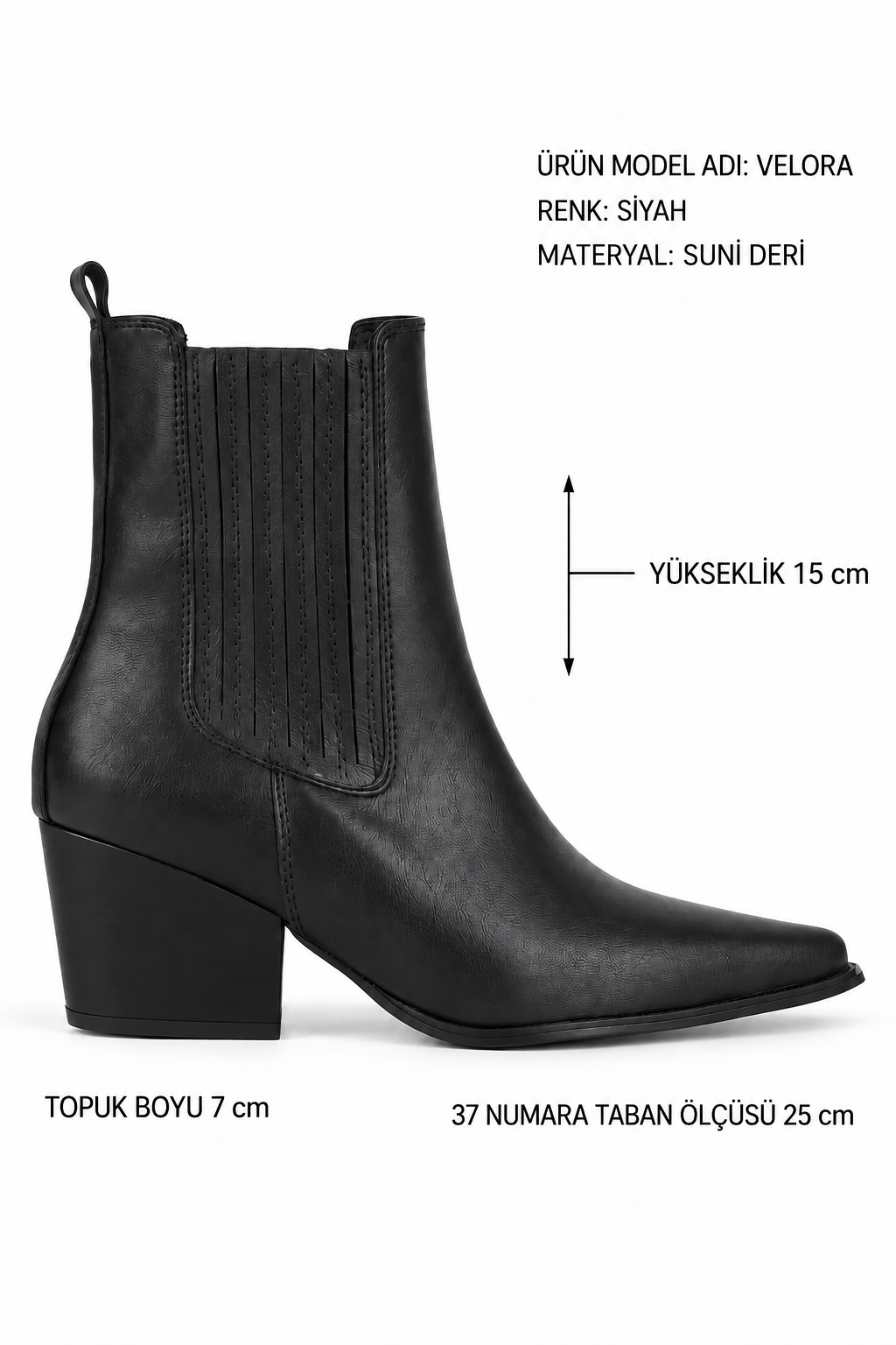 STATO Velora Lastikli Sivri Burun Kadın Topuklu Bot