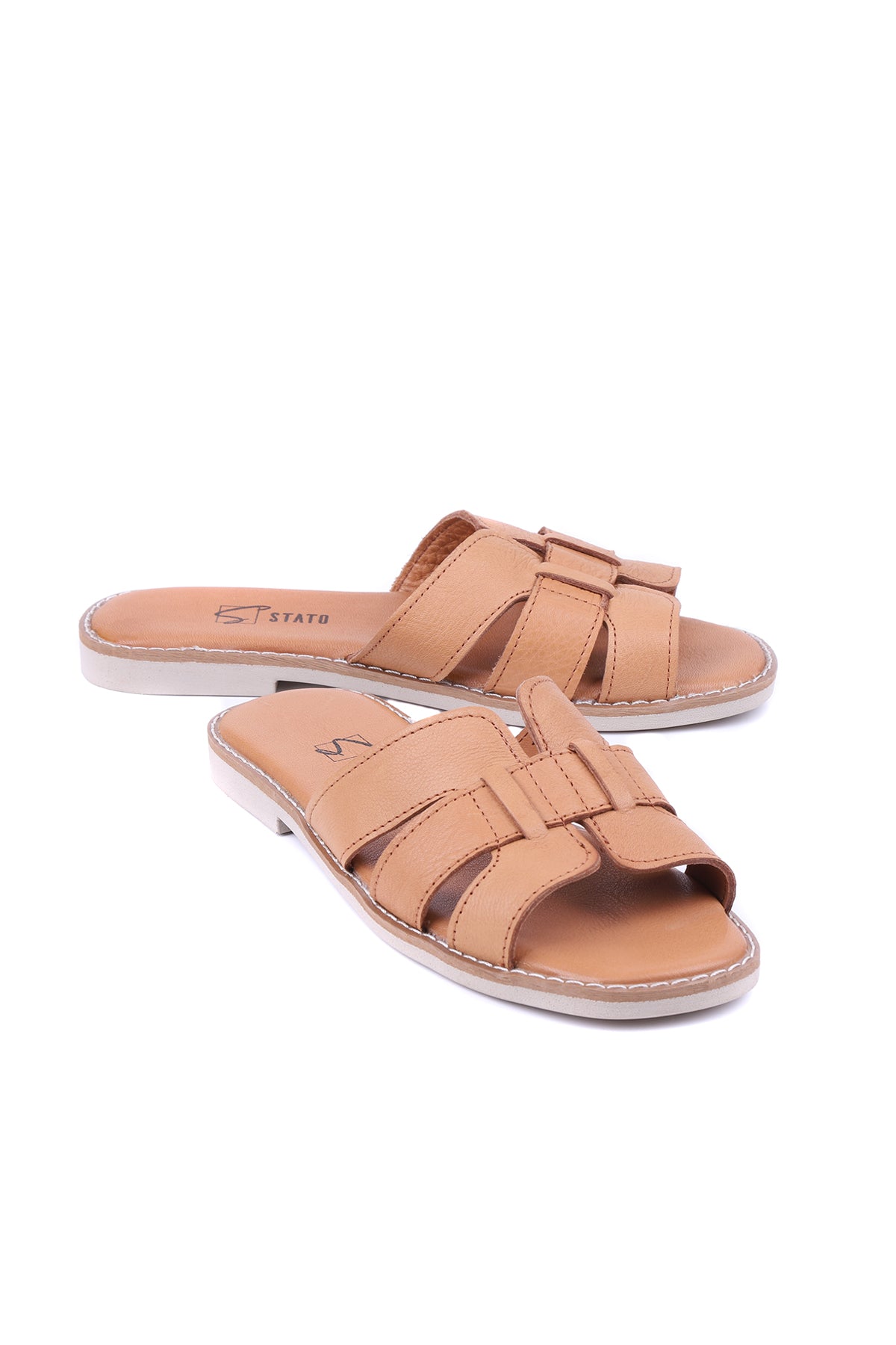 stato Vera Hakiki Deri Kadın Terlik Rahat Günlük Yazlık Terlik