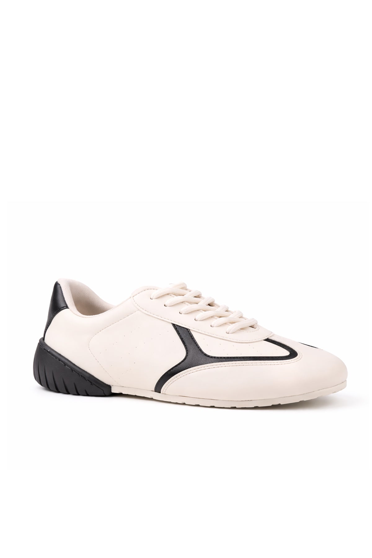 Beyaz siyah kadın sneaker STATO Noir yakın çekim