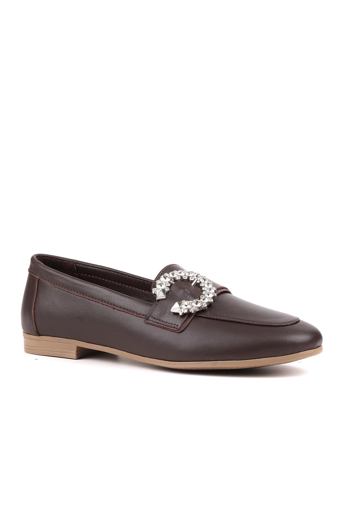 Kahverengi kadın loafer STATO Milano yakın çekim