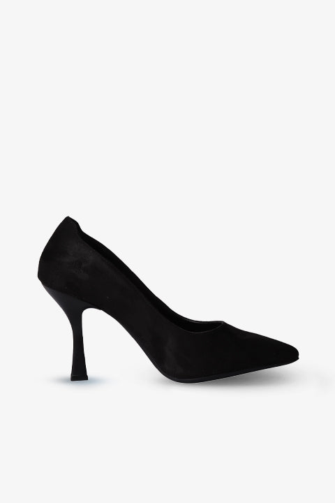 Castle - Siyah Süet Kadın Topuklu Ayakkabı 25-10025