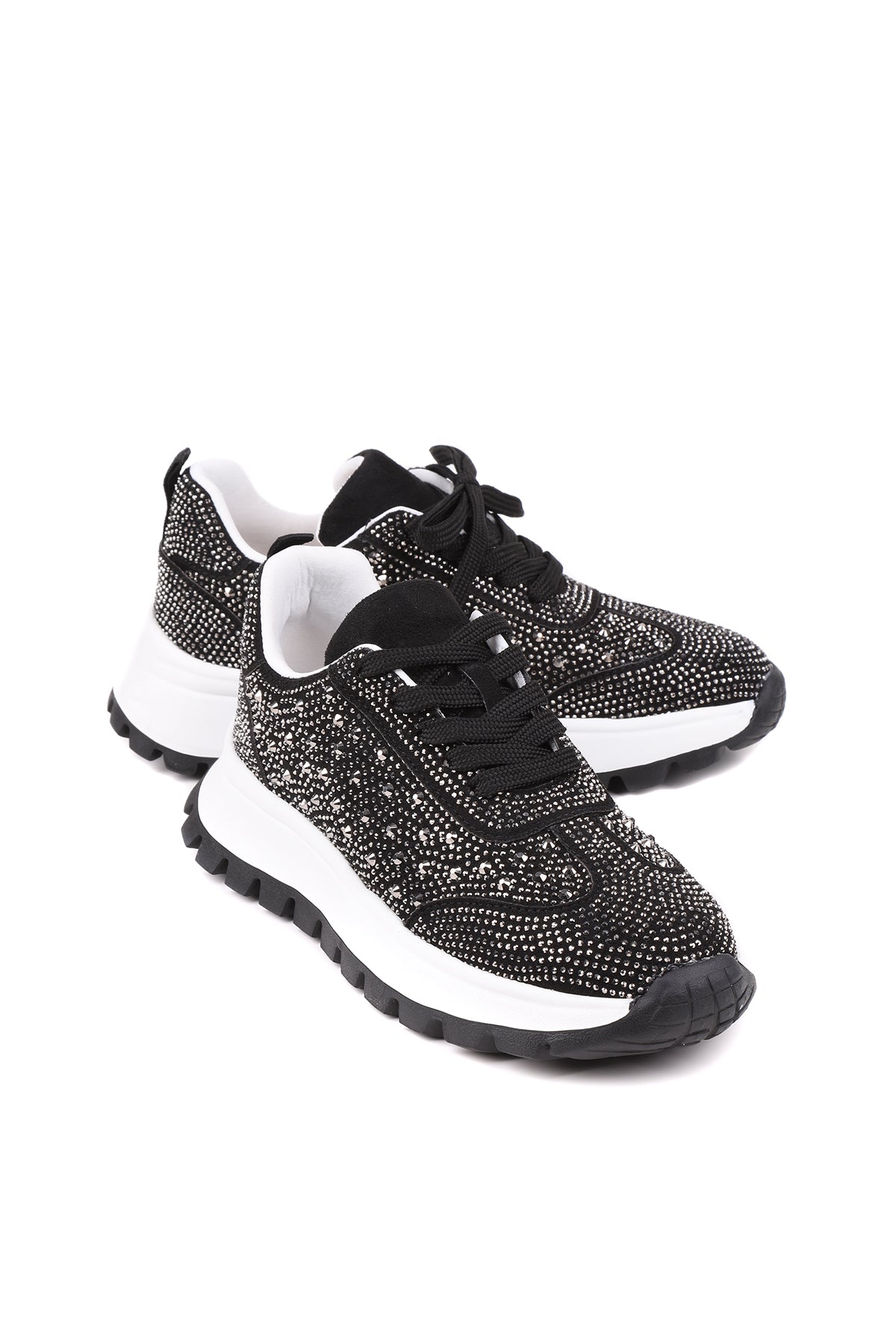 Stato Stella Taş İşlemeli Siyah Hafif Rahat Kadın Sneaker