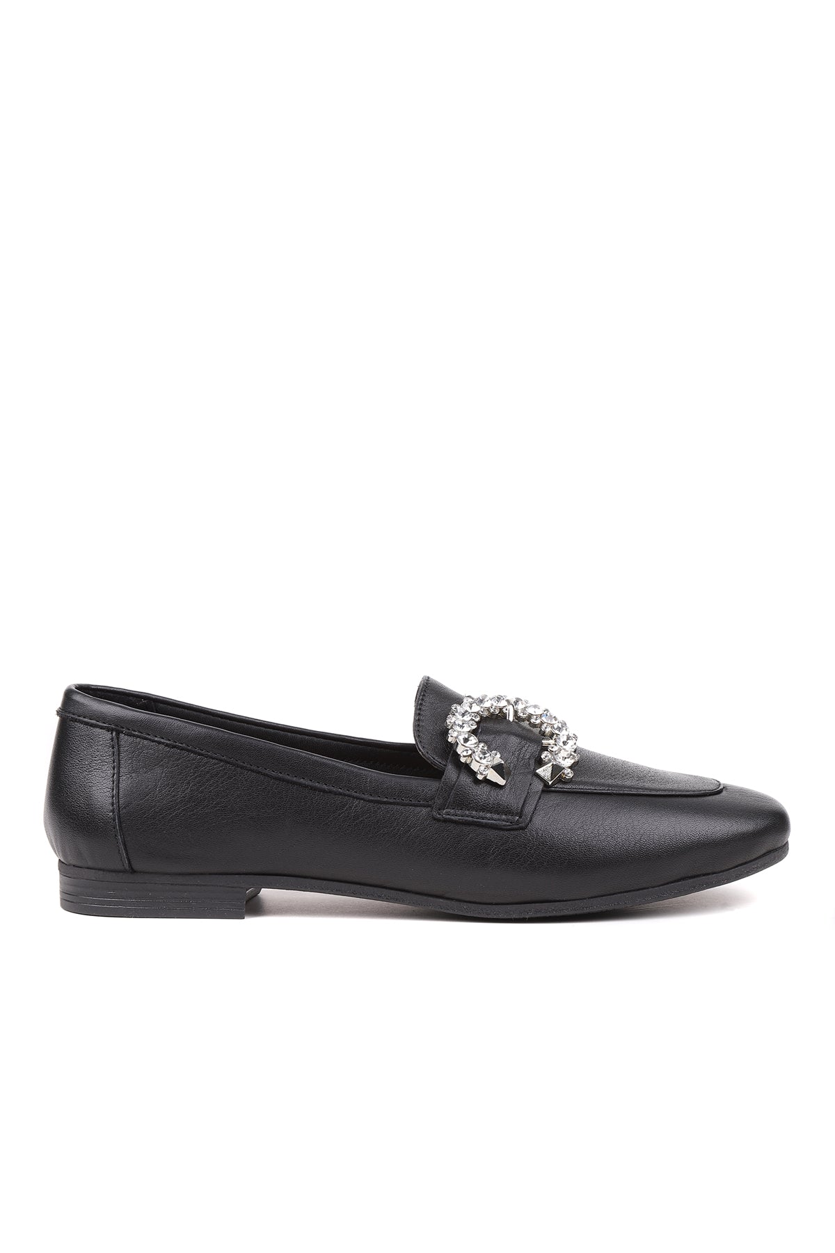 STATO Milano taş tokalı kadın loafer siyah
