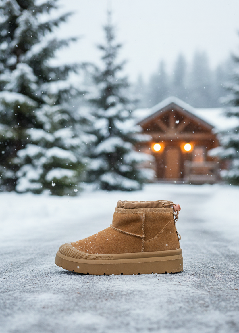 Kadın Taba Süet Yumuşak Deri Kürklü Kışlık Bağcıklı Bot