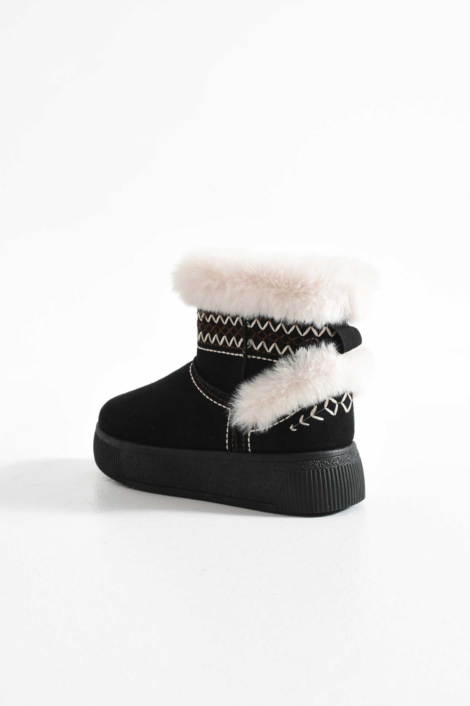 Kadın Yumuşak Süet Kışlık Kürklü Bot  Siyah