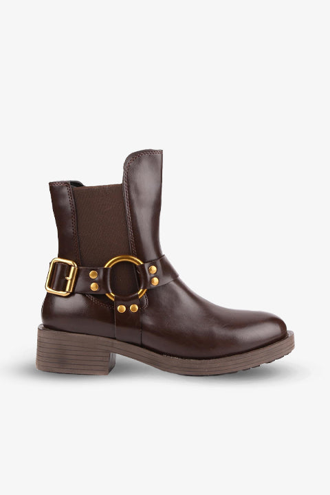 Stato - Kahverengi Renk Fermuarlı Kadın Bot