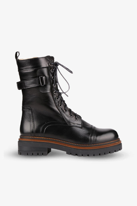 Stato - Siyah Hakiki Deri Fermuarlı Kadın Bot 25-2627