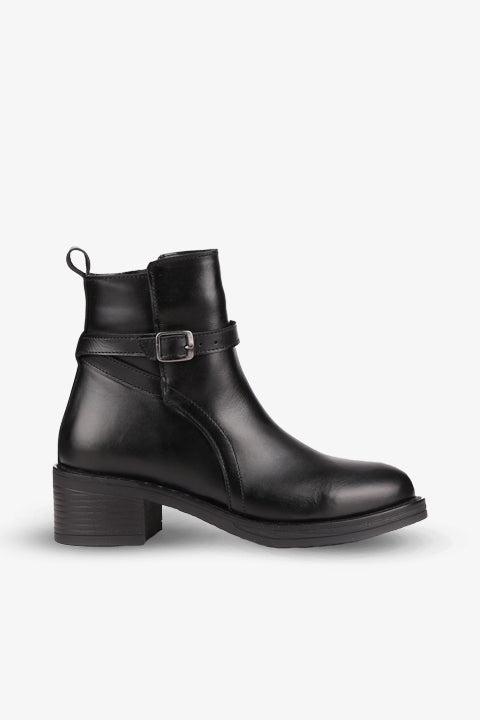 Stato - Siyah Hakiki Deri Fermuarlı Kadın Bot 25-5380