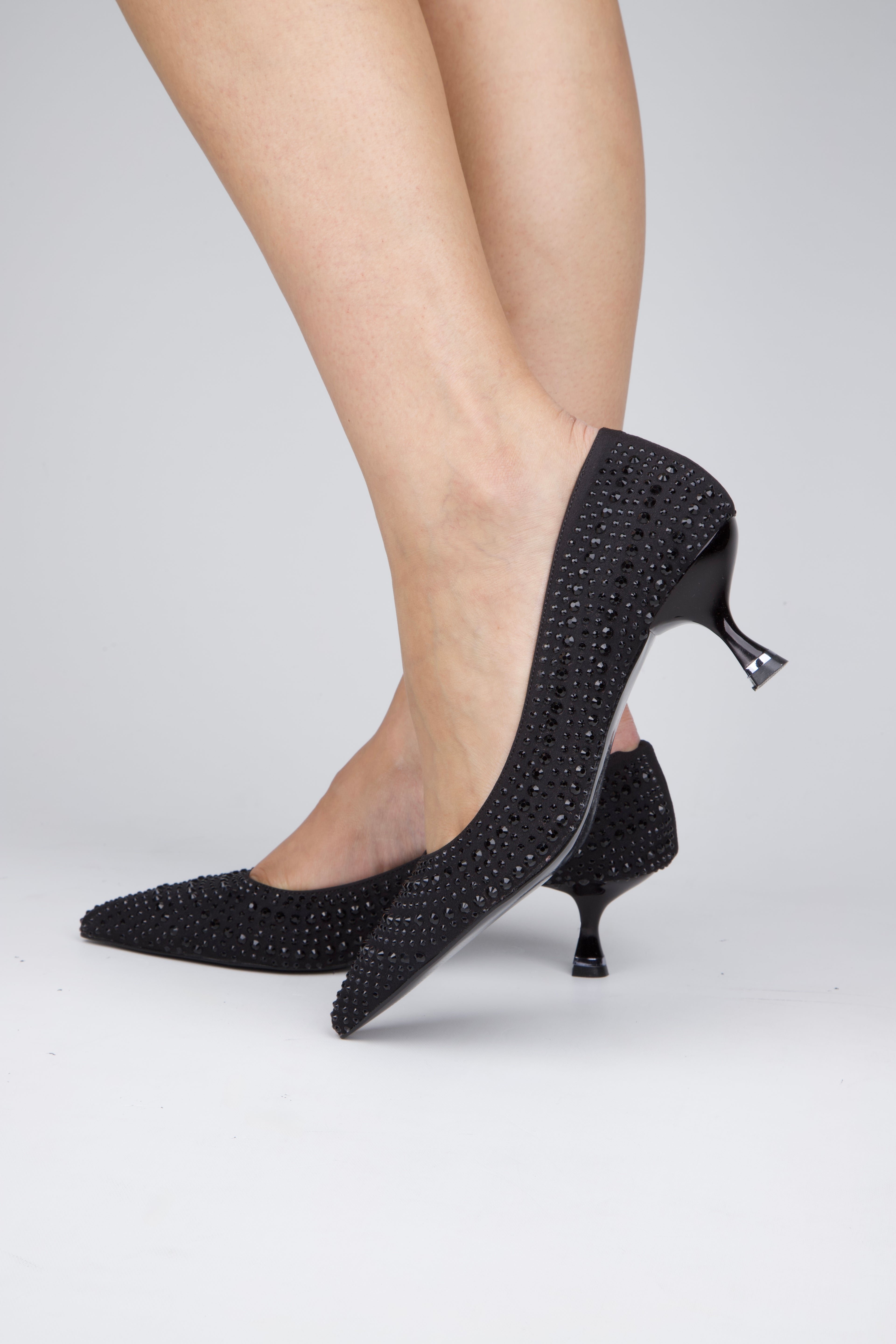 Stato - Siyah Renk Taş Detaylı Kadın Topuklu Ayakkabı