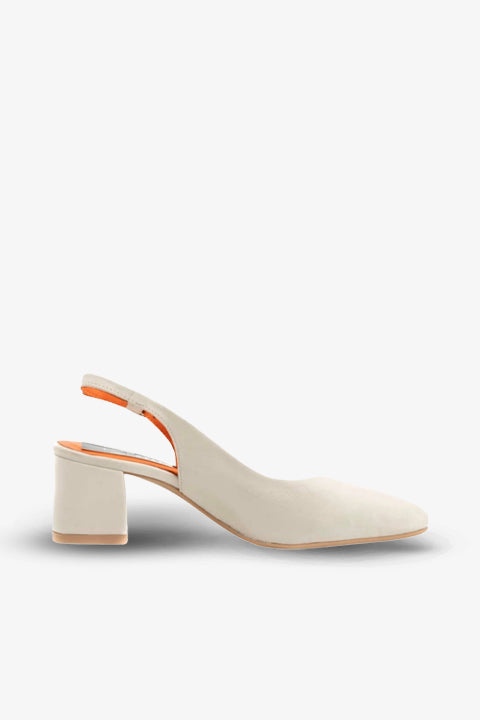 Stato Kadın Topuklu Hakiki Deri Sandalet Kırık Beyaz