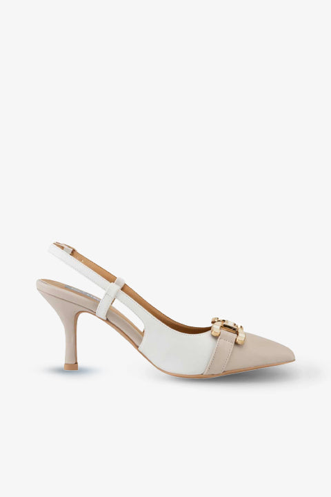 Stato Kadın Topuklu Sandalet Nude Beyaz