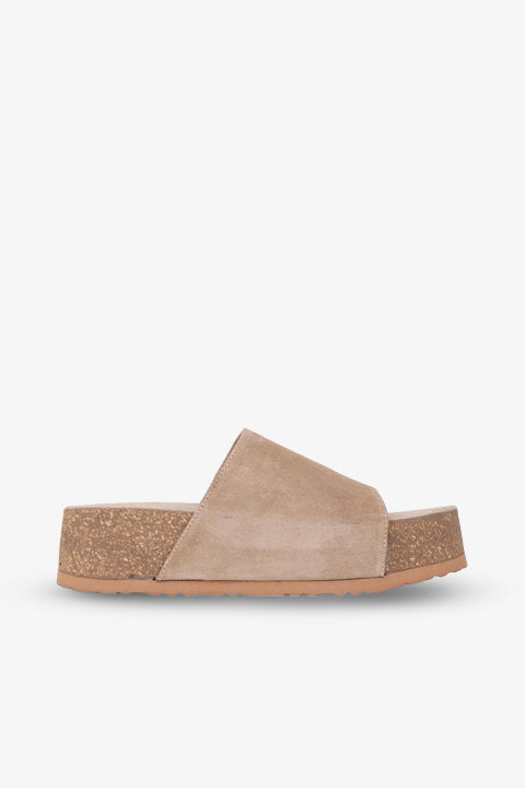 Stato Kalın Taban Kadın Hakiki-Süet Deri Terlik Vizon