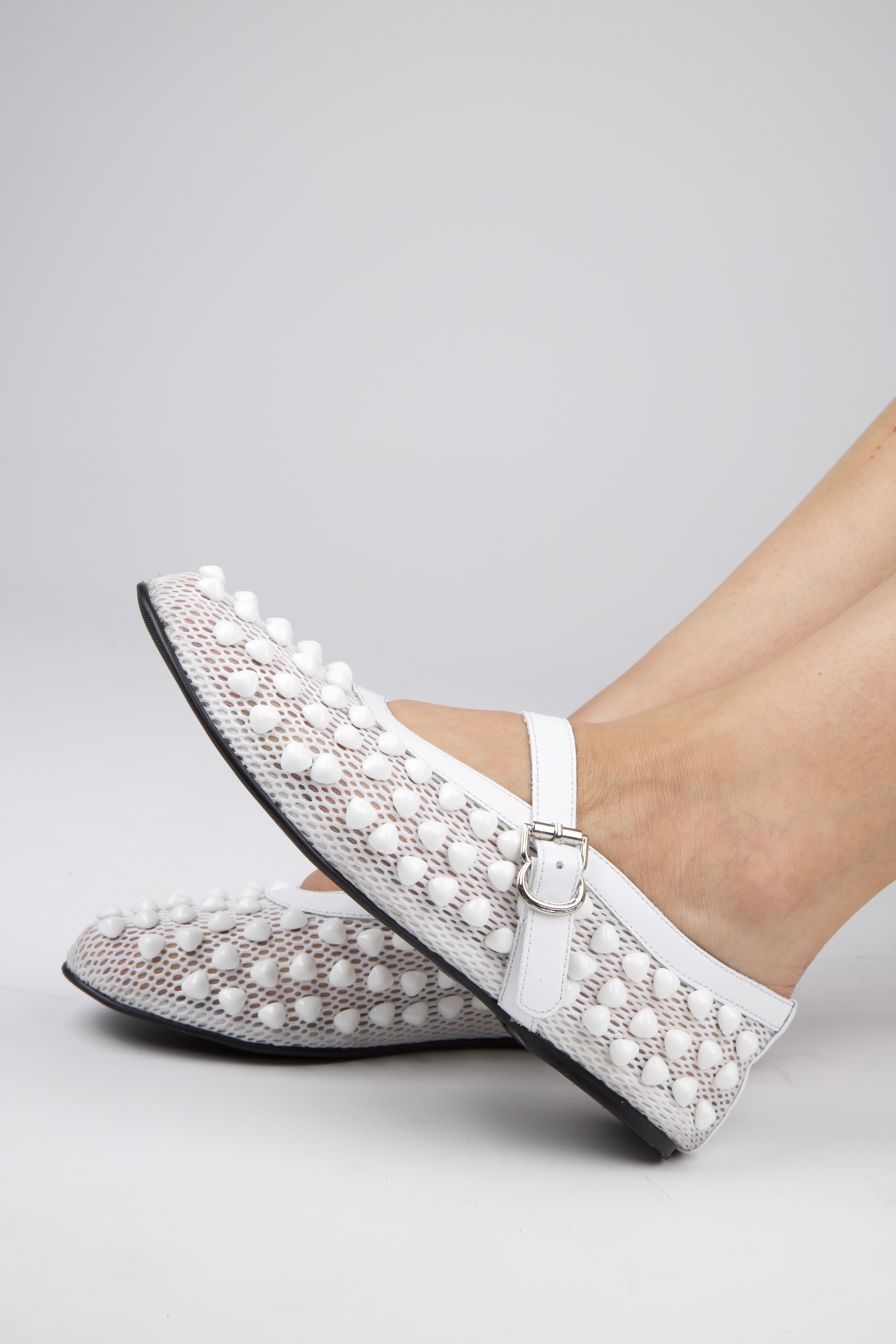 Stato Taş Detaylı Kadın Babet Beyaz