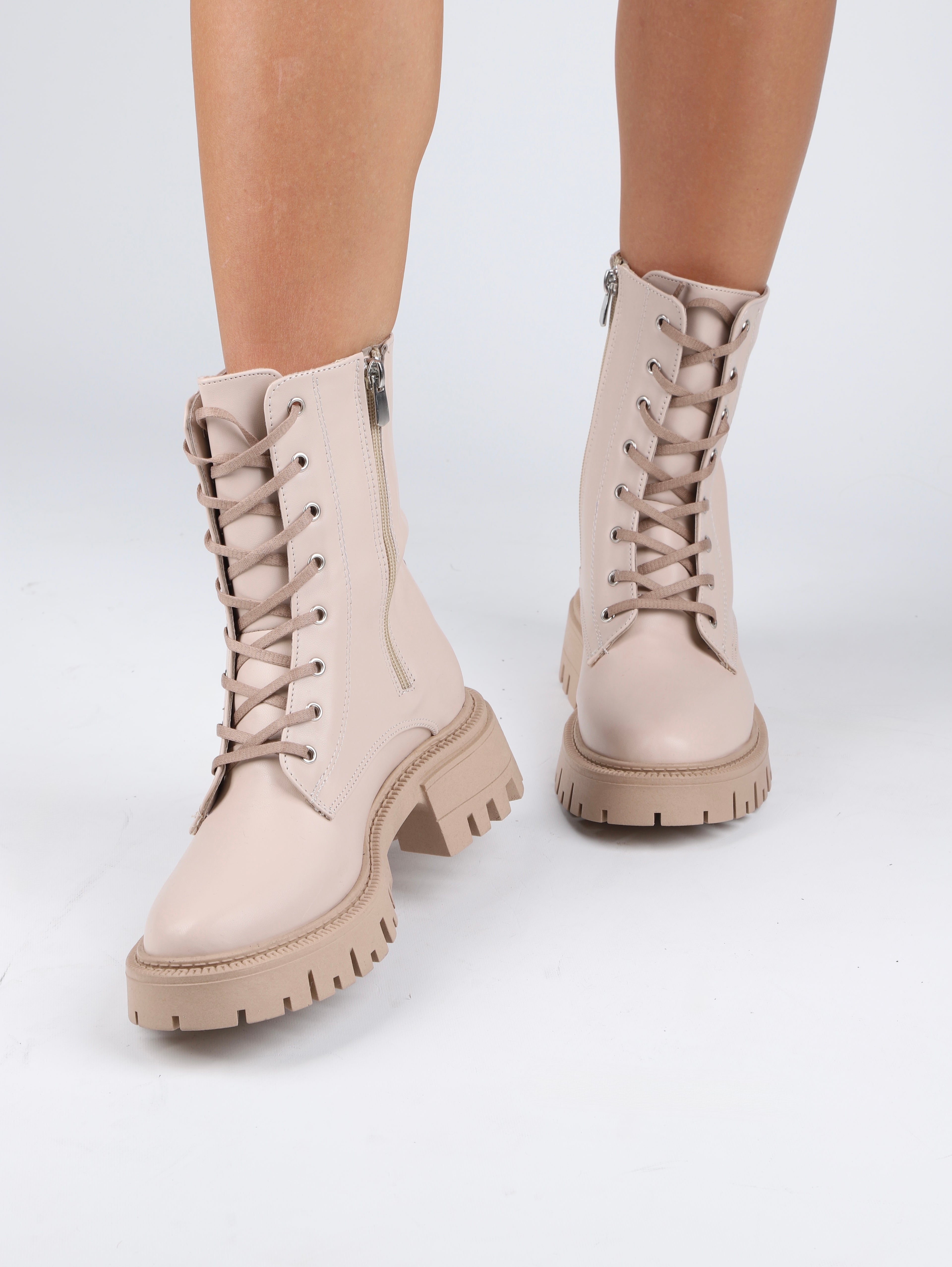 Stato - Ten Renk Fermuarlı Kadın Postal Bot